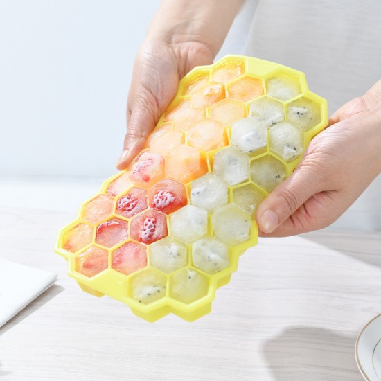 蜂巢造型製冰盒 創意37格六邊形製冰模型 創意矽膠製冰盒