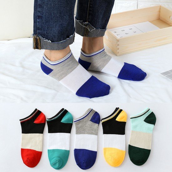 多色拼接船襪 春夏季必備船型襪 創意多色拼接襪子 時尚運動短襪