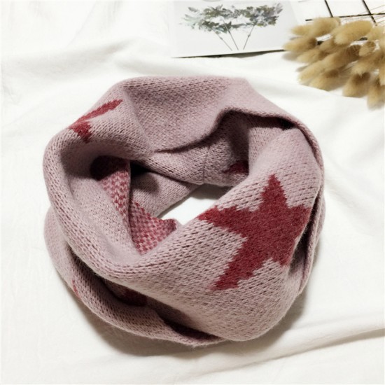 秋冬仿羊絨兒童圍巾 星星圖案兒童圍巾 冬季必備保暖圍巾
