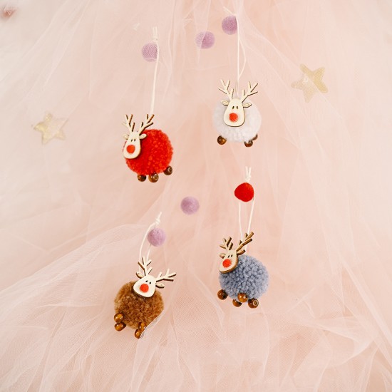 聖誕毛球麋鹿吊飾 聖誕節必備麋鹿造型吊飾 聖誕樹必備可愛掛飾 小裝飾