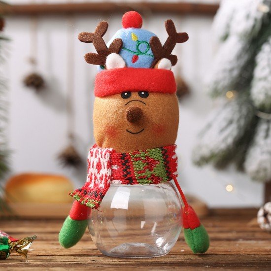 聖誕節透明糖果罐 聖誕老人雪人麋鹿企鵝薑餅人立體造型糖果盒 禮物罐