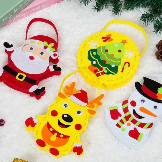 聖誕提袋DIY材料包 創意手工糖果袋 聖誕圖案禮物糖果提袋