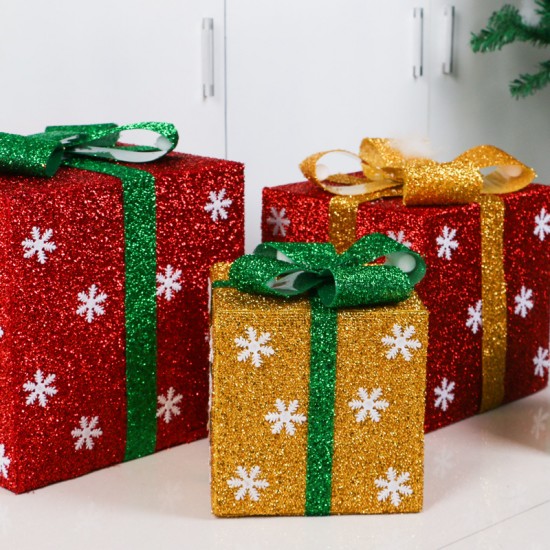 聖誕禮物盒 聖誕節必備裝飾禮物 創意聖誕裝飾金蔥禮物盒