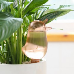 創意小鳥造型自動澆水器 可愛透明懶人澆花器 創意自動滴水器
