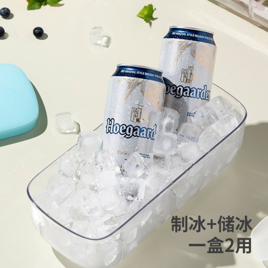 雙層矽膠底冰塊製冰盒 創意按壓脫模設計自製冰塊 創意製冰盒