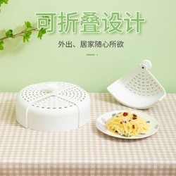 可折疊手提飯菜罩 圓形餐桌食物罩 鏤空透氣防蟲餐桌罩