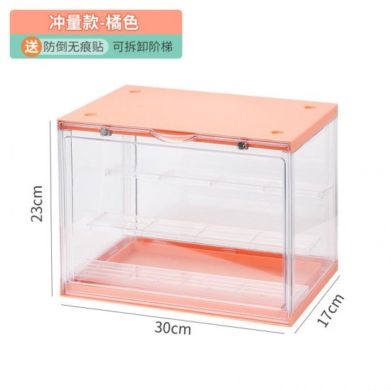透明壓克力公仔展示盒 磁吸式防塵公仔收納盒 創意三層隔板公仔展示架