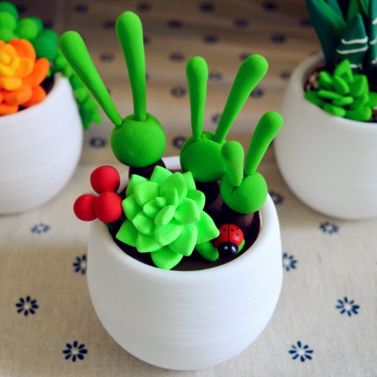 多肉植物盆栽黏土材料包 創意DIY彩色黏土盆栽玩具 學生DIY勞作