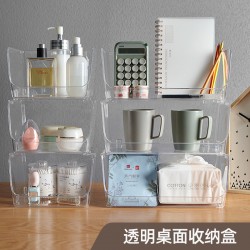 可疊加透明收納盒 桌面分類置物盒 創意塑膠透明整理雜物籃