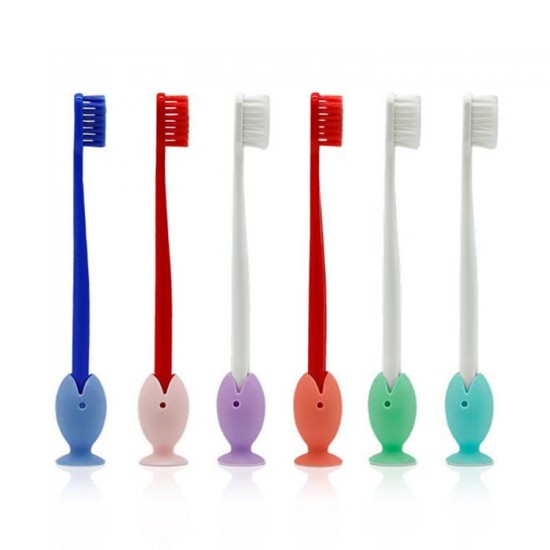 小魚造型吸盤旅行牙刷套 創意造型矽膠牙刷直立式收納 牙刷保護套