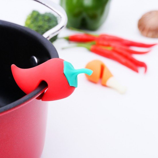 創意蔬菜造型防溢器 廚房必備胡蘿蔔小辣椒造型矽膠防溢器 鍋蓋防溢器