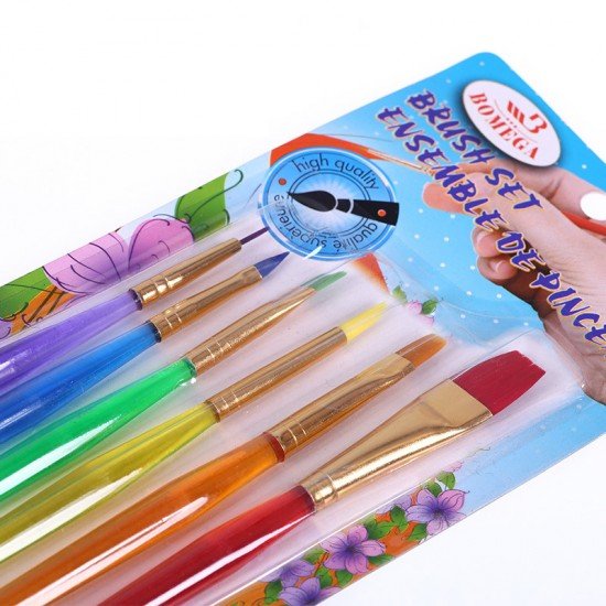 水晶糖果色水彩筆 幼兒園美術繪畫筆刷 水彩筆6件組