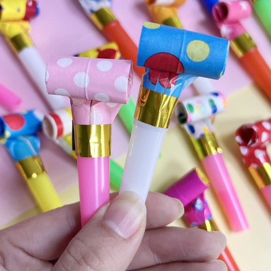 糖果色派對吹捲 小喇叭道具 多色吹捲 口哨 生日派對塑膠玩具 10入裝