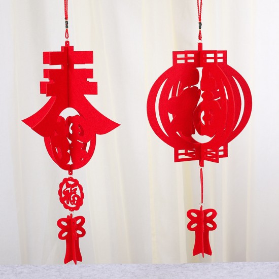 無紡布立體春節吊飾 毛氈吊飾 新年元旦裝飾 春字福字卦件 跨年佈置