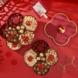 輕奢壓紋糖果盒 仿皮 分隔帶蓋 零食盒 果乾盤 新年必備 婚慶必備 輕奢壓紋糖果盒 仿皮 分隔帶蓋 零食盒 果乾盤 新年必備 婚慶必備