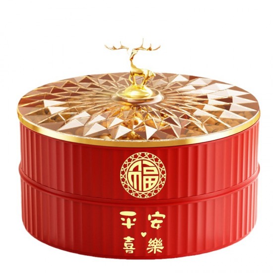 麋鹿多功能分隔果盤 帶防塵蓋 零食盒 乾果收納盒 婚禮 新年必備  