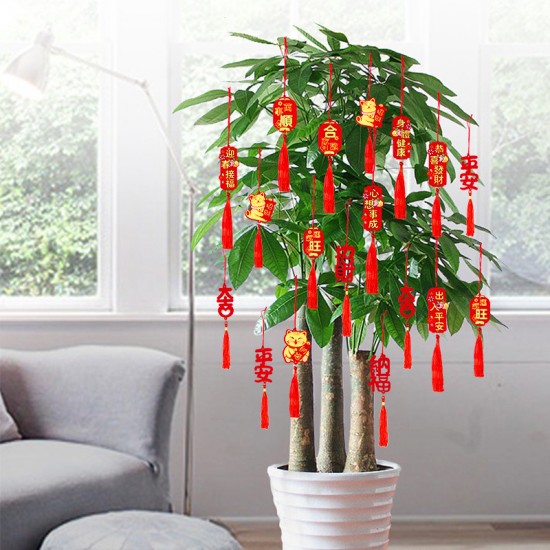 新年文字盆栽吊飾 春節裝飾 銀柳裝飾 平安招財 喜慶 節慶用品