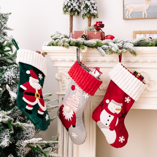 金絲絨卡通聖誕襪 聖誕老人雪人 糖果袋 聖誕禮物 聖誕裝飾 平安夜 