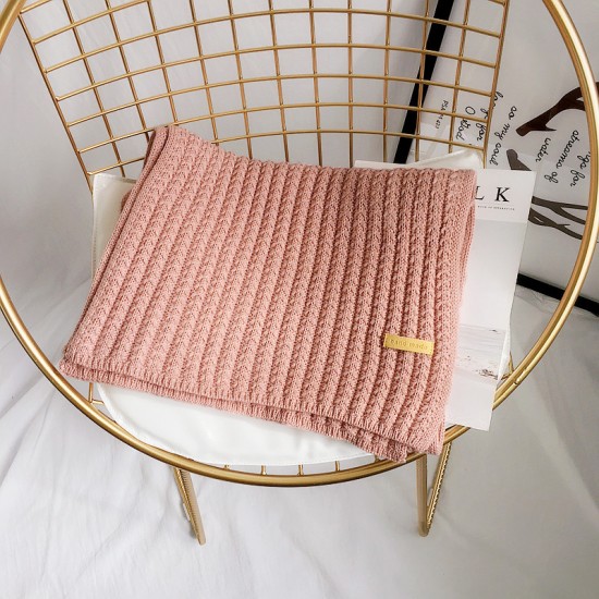 純色加厚針織長圍巾 圍脖 冬季保暖 抗寒 粗針織 毛線圍巾