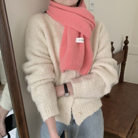 韓系百搭純色圍巾 針織圍巾 圍脖 保暖針織 長圍巾 冬季必備