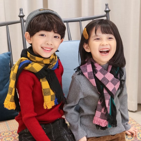 韓版兒童格子圍巾 兒童圍脖 冬季保暖圍巾 寶寶圍巾 加厚款