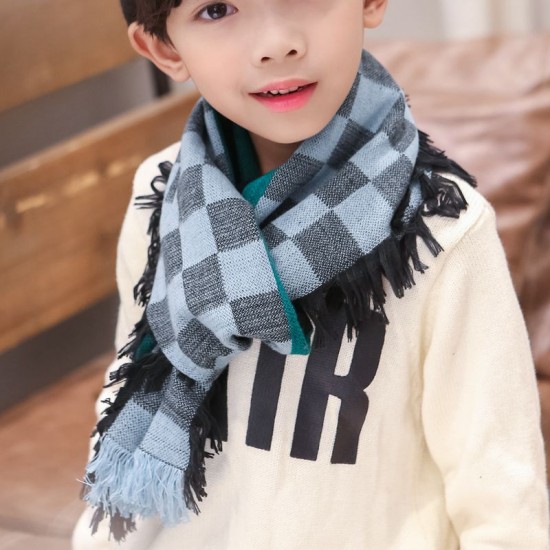 韓版兒童格子圍巾 兒童圍脖 冬季保暖圍巾 寶寶圍巾 加厚款