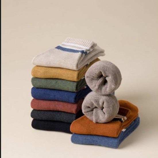 復古加厚中筒襪 男生長襪 秋冬新款  加絨 休閒襪 棉襪