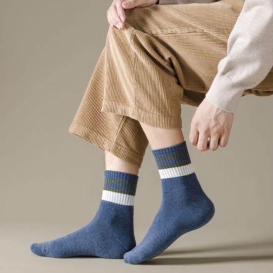 復古加厚中筒襪 男生長襪 秋冬新款  加絨 休閒襪 棉襪
