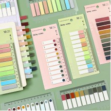 莫蘭迪多色標籤貼 透明索引貼 N次貼 便簽 書籤尺 備忘標記  