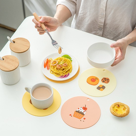 可愛食物防滑隔熱墊 杯墊 碗墊 防滑墊 矽膠隔熱墊 耐高溫 易清洗