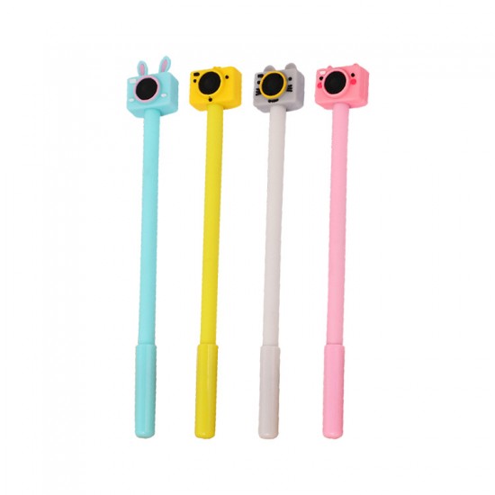  動物相機造型中性筆 黑色原子筆 兔子無尾熊 辦公文具 學生文具