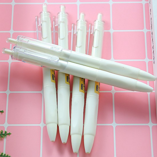 ins風小白按壓刷題筆 黑色原子筆 中性筆 ST頭 辦公文具 學生文具