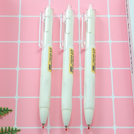 ins風小白按壓刷題筆 黑色原子筆 中性筆 ST頭 辦公文具 學生文具