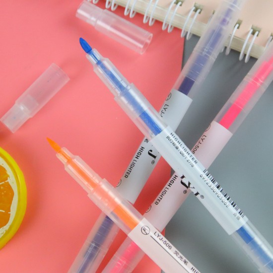 極簡雙頭螢光筆 塗鴉筆 重點標記 記號筆 學生必備文具