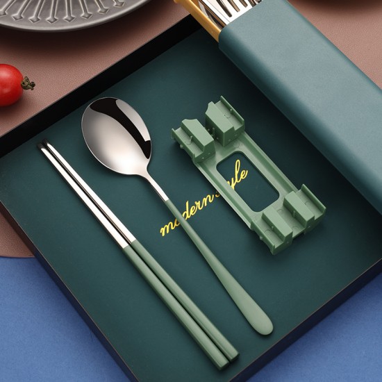 簡約風不銹鋼餐具組 抽拉式餐具組 隨身餐具 環保餐具 外出必備