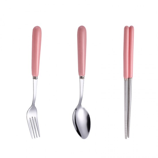 馬卡龍色陶瓷不銹鋼餐具組 叉子湯匙筷子 隨身 環保餐具 外食必備 