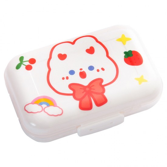 可愛便攜式藥盒 分隔收納盒 儲物盒 飾品盒 小盒子 (附貼紙)