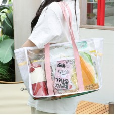 小清新防水透明手提包 大容量收納包 沙灘包 游泳包 單肩包 媽媽包 防水包