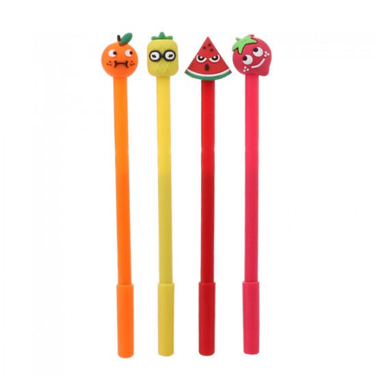 創意立體水果中性筆 可愛矽膠頭水果中性筆 黑色中性筆 辦公用文具