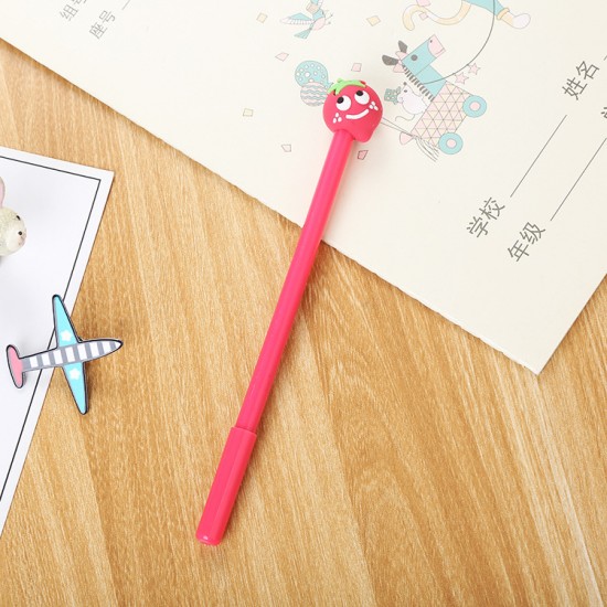 創意立體水果中性筆 可愛矽膠頭水果中性筆 黑色中性筆 辦公用文具