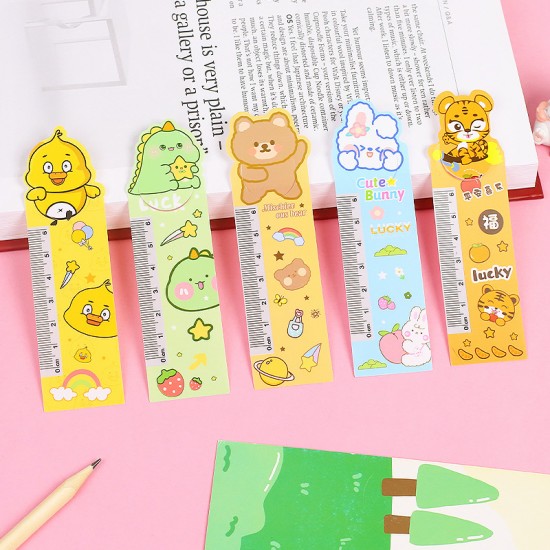 可愛動物書籤尺 直尺 軟尺 異型尺 卡尺書籤 繪圖 學生文具 3入/卡