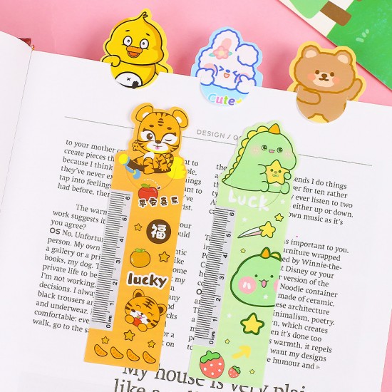 可愛動物書籤尺 直尺 軟尺 異型尺 卡尺書籤 繪圖 學生文具 3入/卡