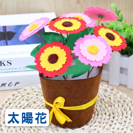 不織布花藝盆栽 花束  DIY材料包 康乃馨 花盆 母親節禮物