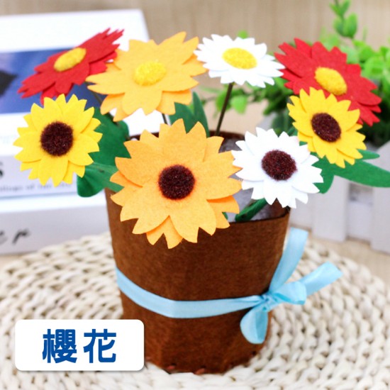 不織布花藝盆栽 花束  DIY材料包 康乃馨 花盆 母親節禮物