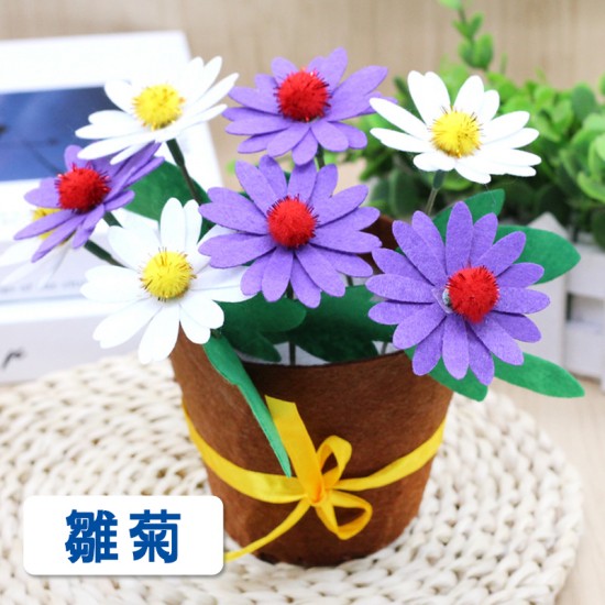 不織布花藝盆栽 花束  DIY材料包 康乃馨 花盆 母親節禮物