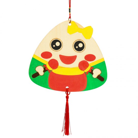 木質塗鴉粽子吊飾 端午節 兒童美勞 填色 DIY材料包 手作 掛飾 