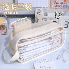 韓系大容量透明筆袋 透明鉛筆盒 化妝包 防水收納袋 ins風 文具袋 
