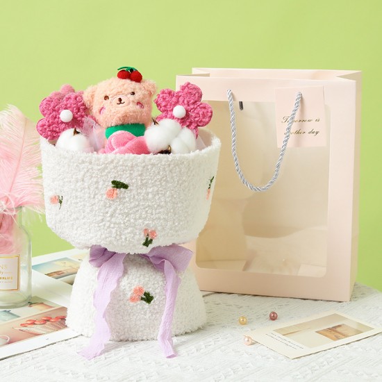  可愛玩偶創意花束 玫瑰花 賀卡 七夕 情人節 花束 畢業季 母親節 婚禮