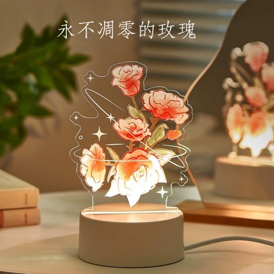 ins風小夜燈 氛圍燈 裝飾燈 裝飾擺件 交換禮物 玫瑰 鬱金香 情人節