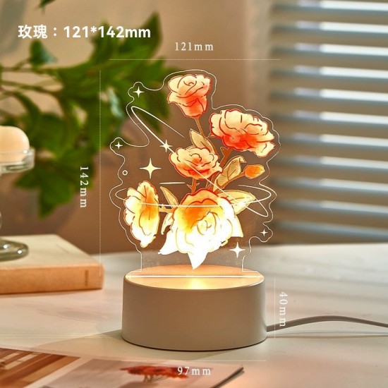 ins風小夜燈 氛圍燈 裝飾燈 裝飾擺件 交換禮物 玫瑰 鬱金香 情人節